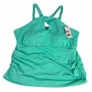 Lands End Multiway Tankini Swimsuit Top 2X Aqua NEW